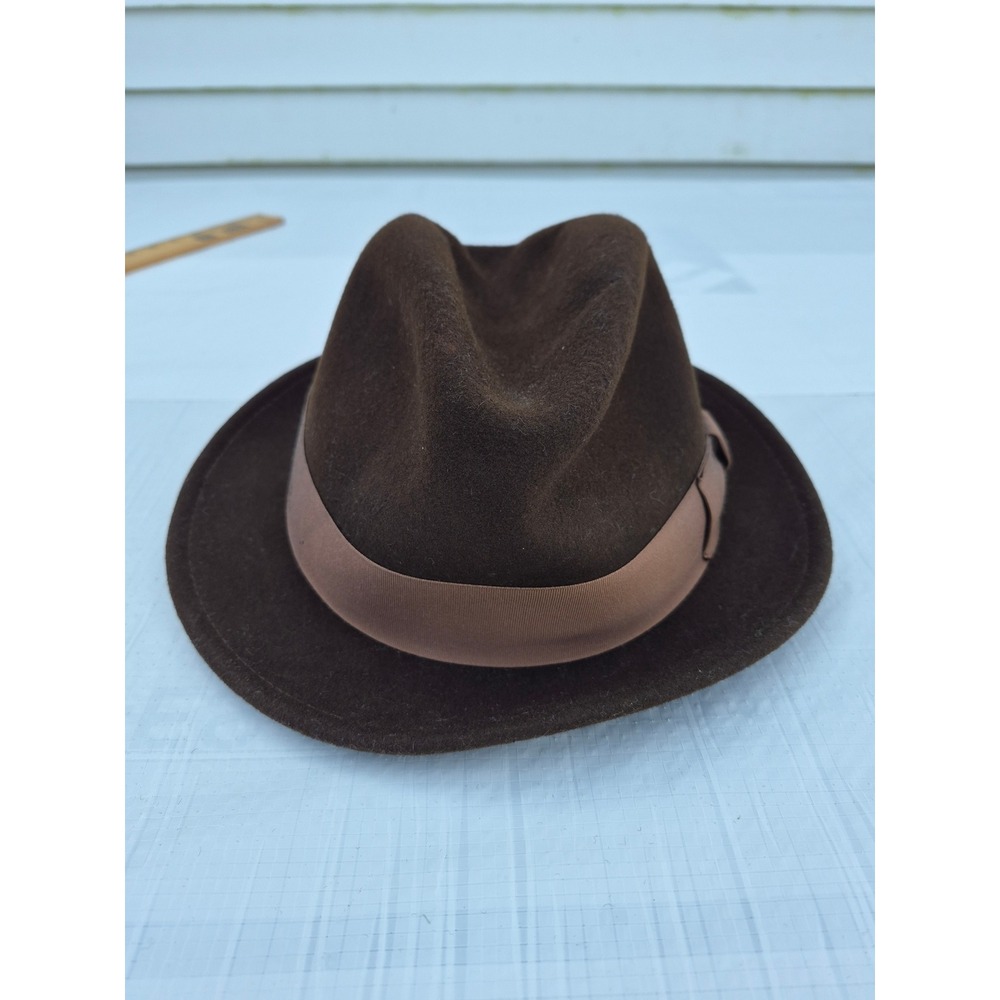 Cappello LiteFelt Brown Wool Fedora Hat Packable Water Repellent Made in USA XL